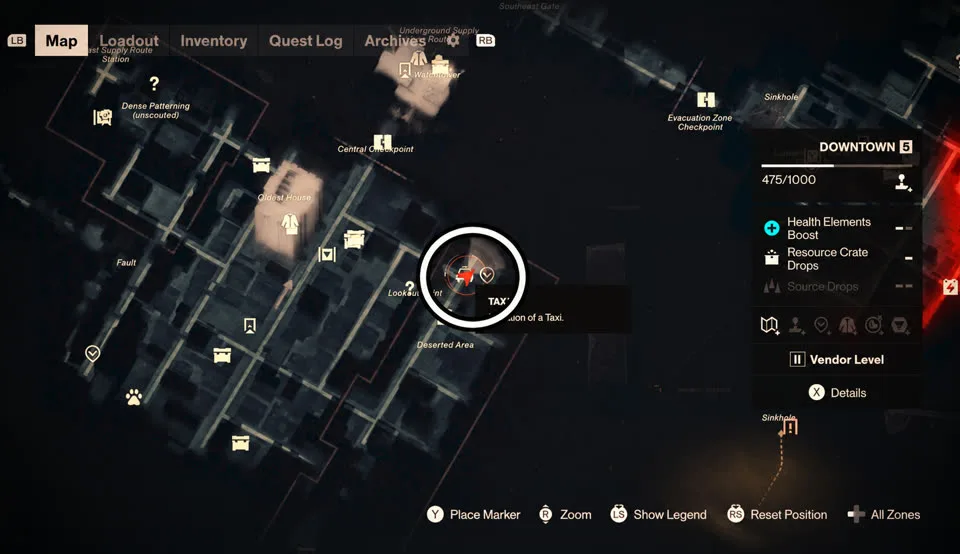 Downtown taxi location